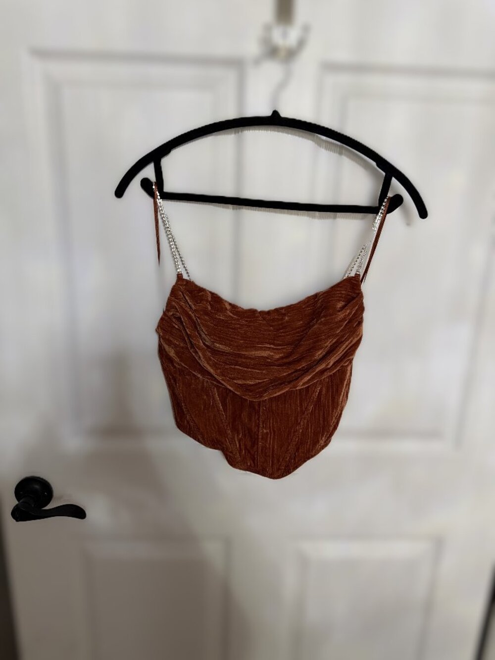 Urban Outfitters Burnt Orange Lexi Velvet Cowl Neck Top